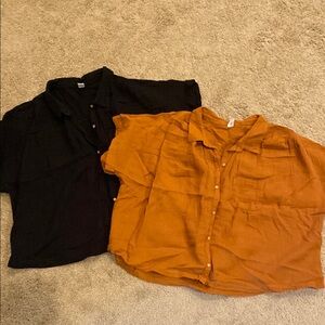 Old Navy Black and Cognac Casual Button Down Shirts